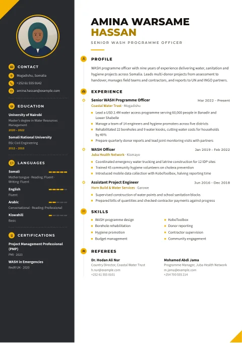 The Beacon template, shown with a demo profile