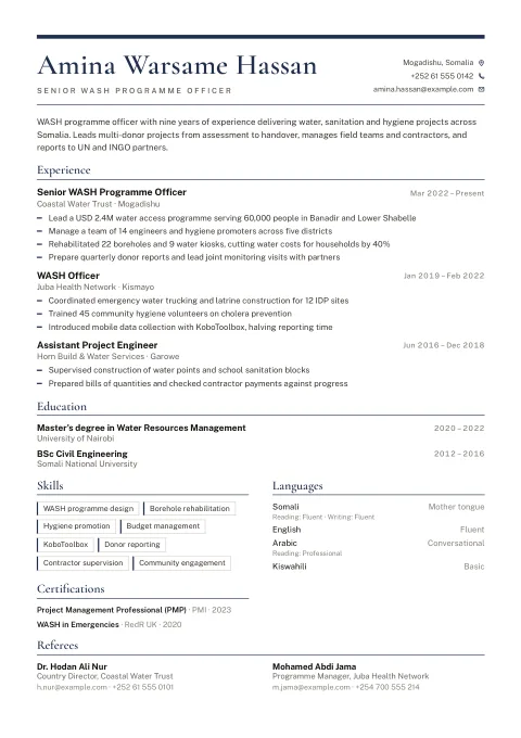 The Frame template, shown with a demo profile