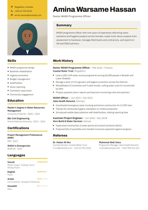 The Grid template, shown with a demo profile