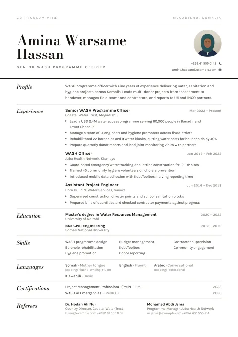 The Statement template, shown with a demo profile